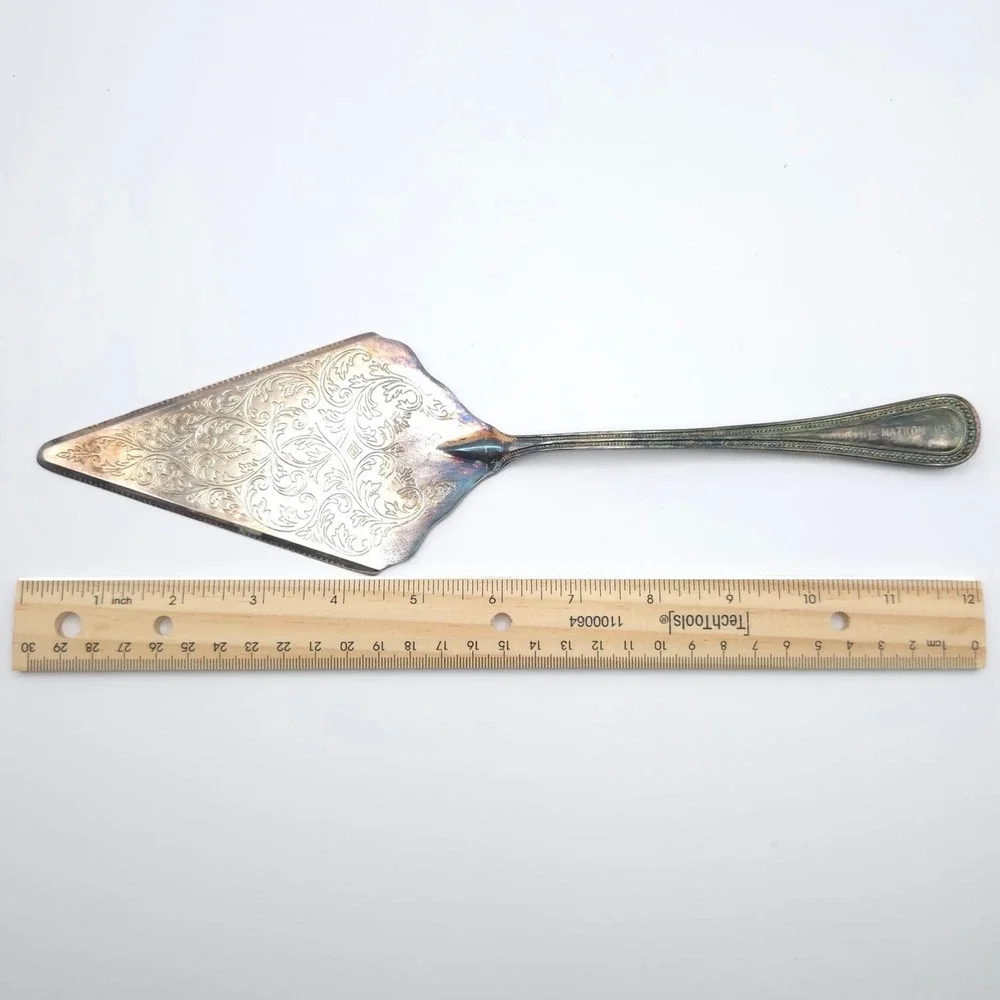 Vintage Silverplated ITALY Cake Trowel Antique WORTHY MATRON‎ 1982 Paisley